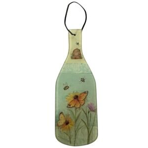 Vintage‎ Decorative Glass Bottle Trivet Butterfly Bee Cottage Wall Hanging